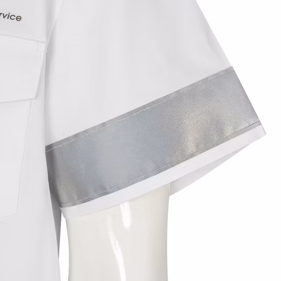 反射安全ベルト付きカスタム耐久性のある綿 CVC ショップ スタッフ ドレス シャツ