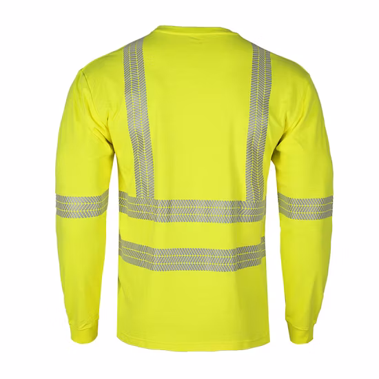 カスタム高品質男通気性綿ワークシャツ Hi Vis 長袖安全反射シャツ男性用