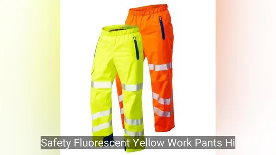 安全蛍光イエローワークパンツ Hi Vis 反射ヘビーデューティカーゴパンツ